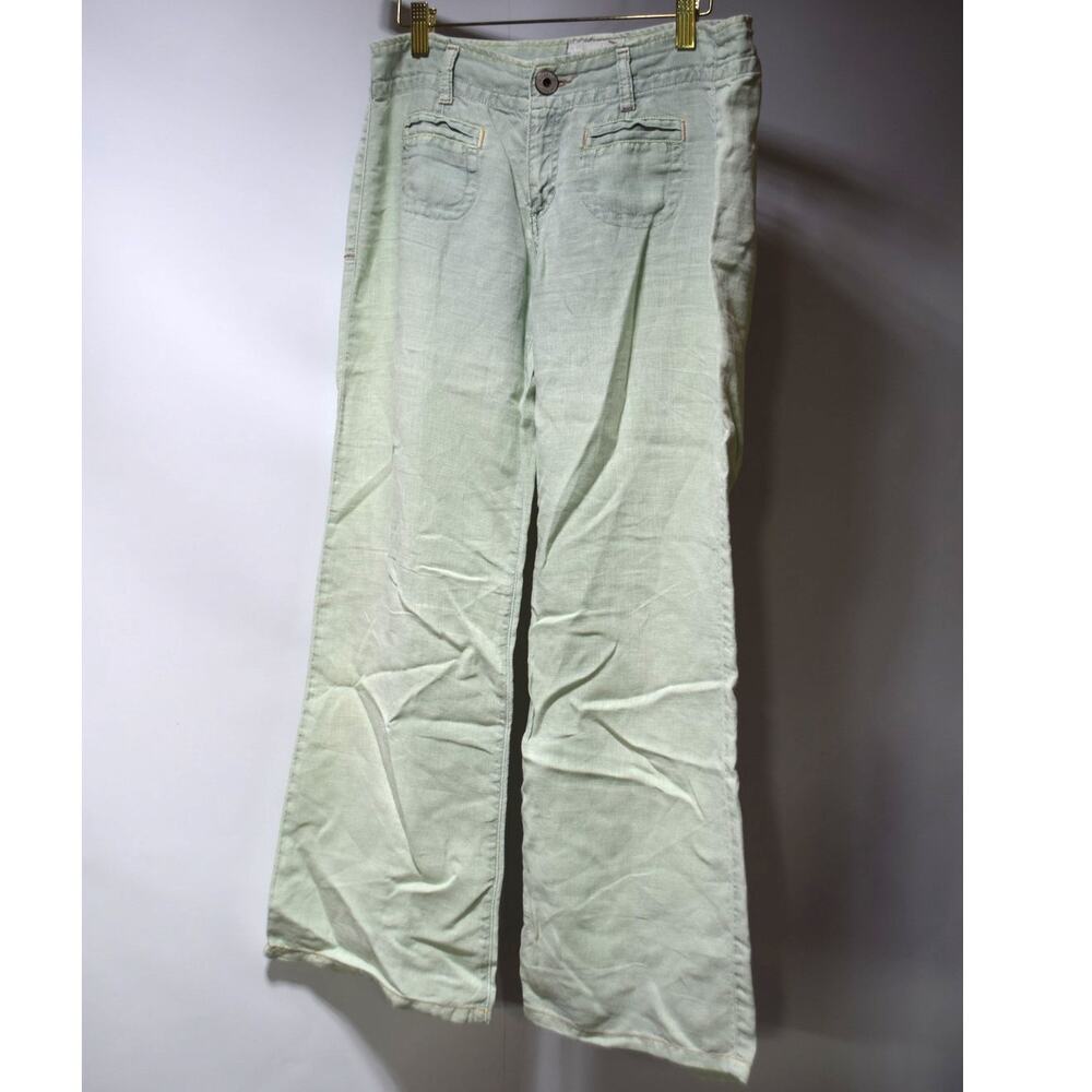 Sanctuary Clothing Los Angeles Mint Green 100% Linen Wide Leg Pants Size S